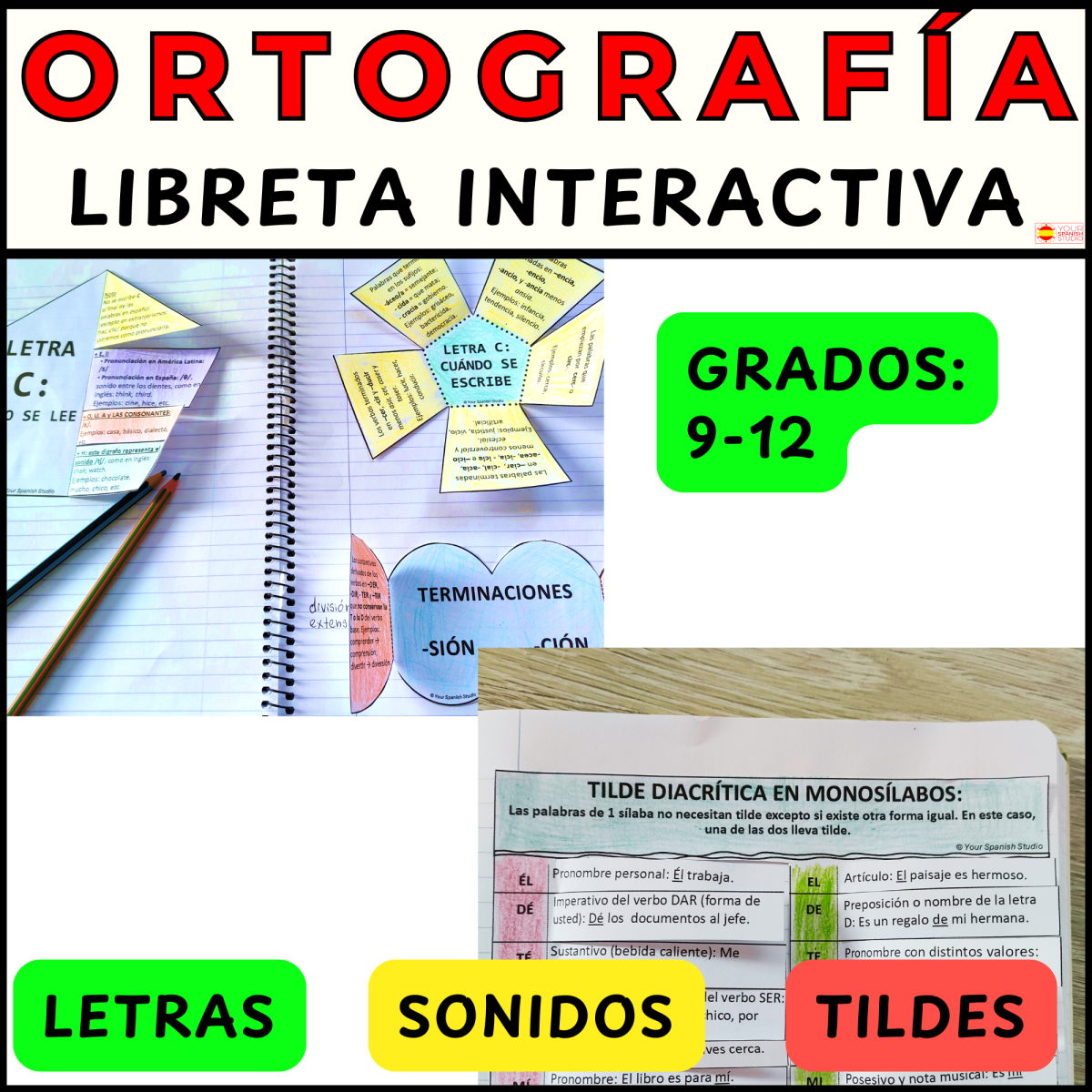 An educational teaching resource from Your Spanish Studio entitled Spanish Spelling, Accents & Capital Letters Rules Interactive Notebook downloadable at Teach Simple.