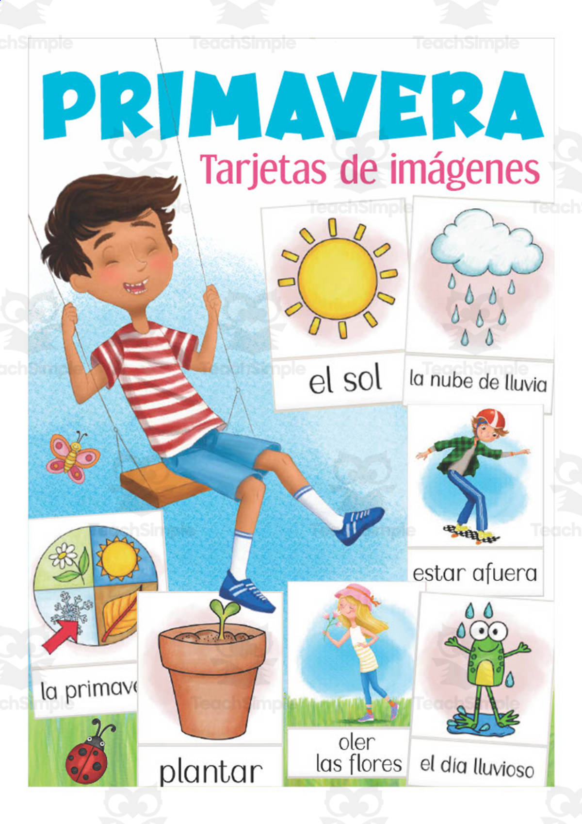 An educational teaching resource from Better Teaching Resources entitled Spanish: Spring Flash Cards downloadable at Teach Simple.