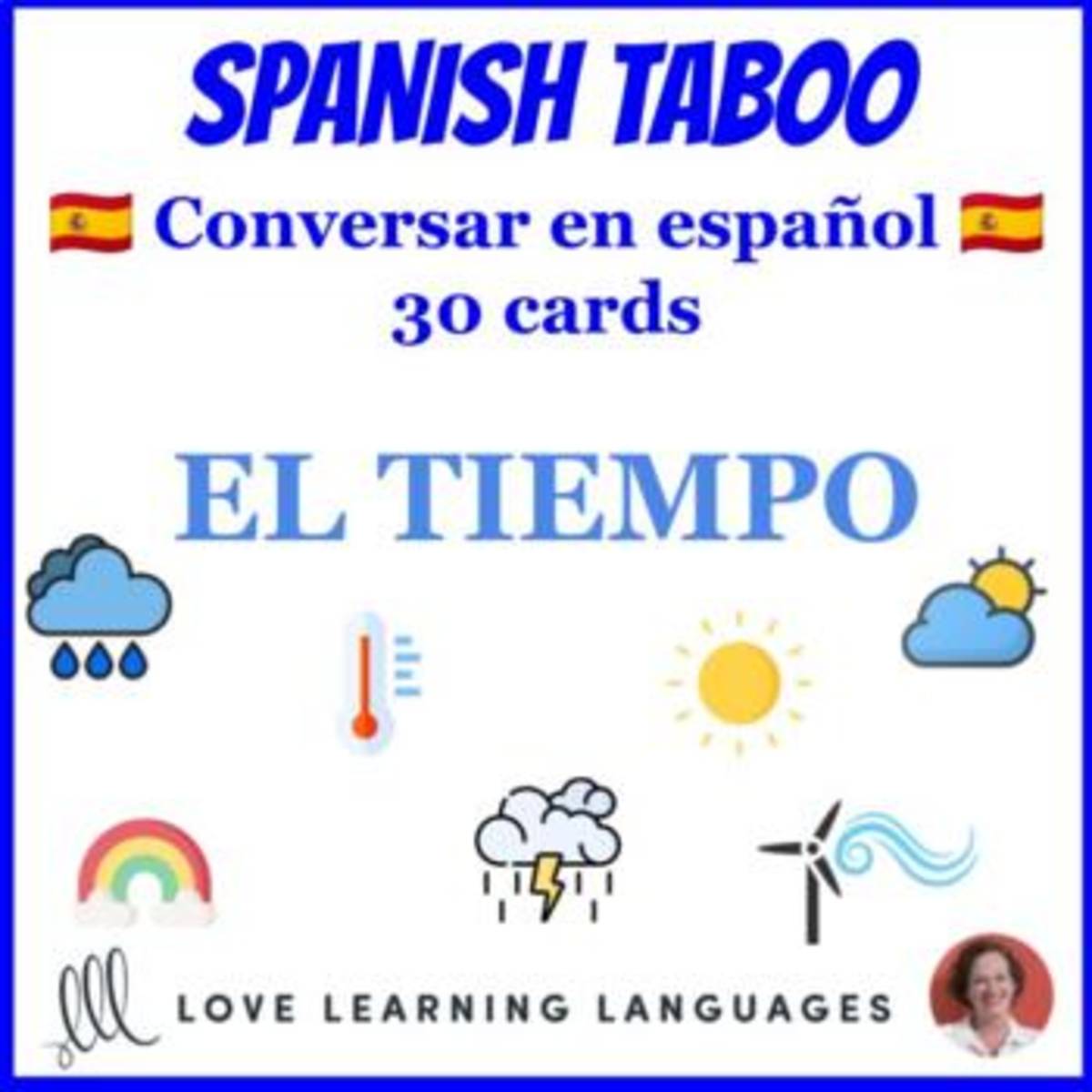 An educational teaching resource from Love Learning Languages entitled Spanish: Taboo Speaking Game - Weather Vocabulary downloadable at Teach Simple.