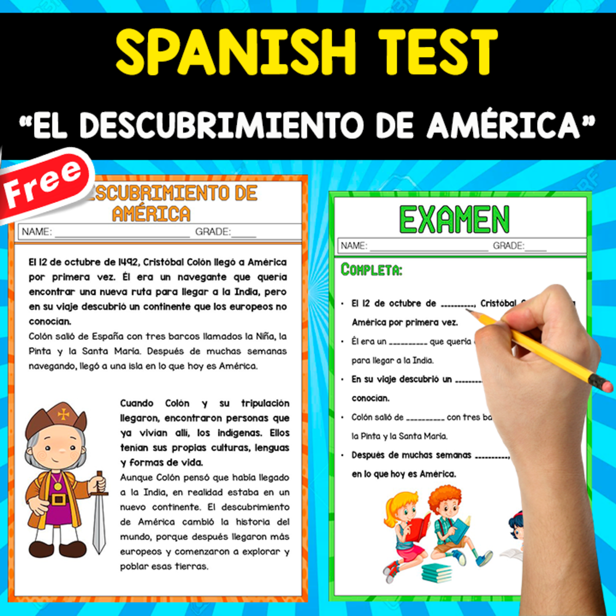 An educational teaching resource from EDITORIAL LAURA EDUCA entitled SPANISH TEST | EL DESCUBRIMIENTO DE AMÉRICA downloadable at Teach Simple.