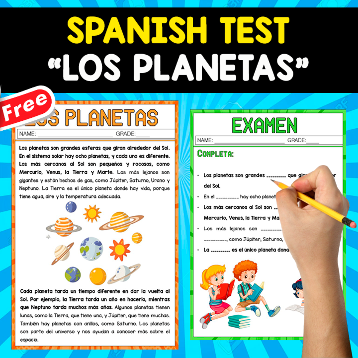 An educational teaching resource from EDITORIAL LAURA EDUCA entitled SPANISH TEST | EL SISTEMA SOLAR downloadable at Teach Simple.