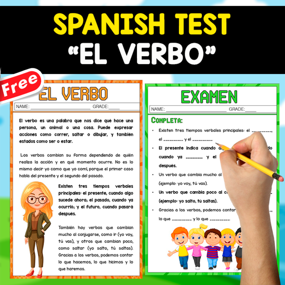 An educational teaching resource from EDITORIAL LAURA EDUCA entitled SPANISH TEST | EL VERBO downloadable at Teach Simple.