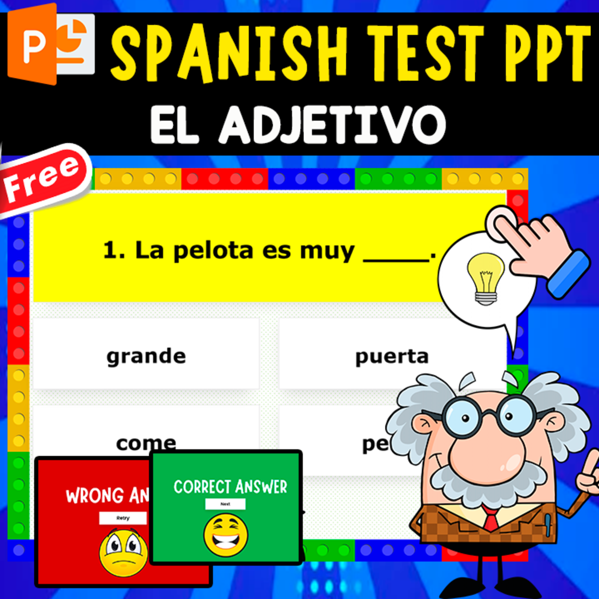 An educational teaching resource from EDITORIAL LAURA EDUCA entitled SPANISH TEST PPT | EL ADJETIVO | 10 EXERCISES downloadable at Teach Simple.