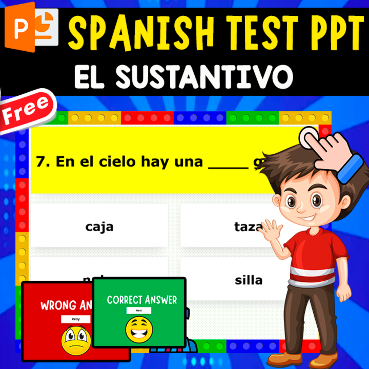 An educational teaching resource from EDITORIAL LAURA EDUCA entitled SPANISH TEST PPT | EL SUSTANTIVO | 10 EXERCISES downloadable at Teach Simple.