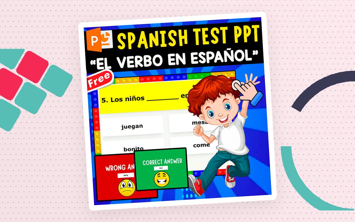 An educational teaching resource from EDITORIAL LAURA EDUCA entitled SPANISH TEST PPT | EL VERBO EN ESPAÑOL | 10 QUESTIONS downloadable at Teach Simple.
