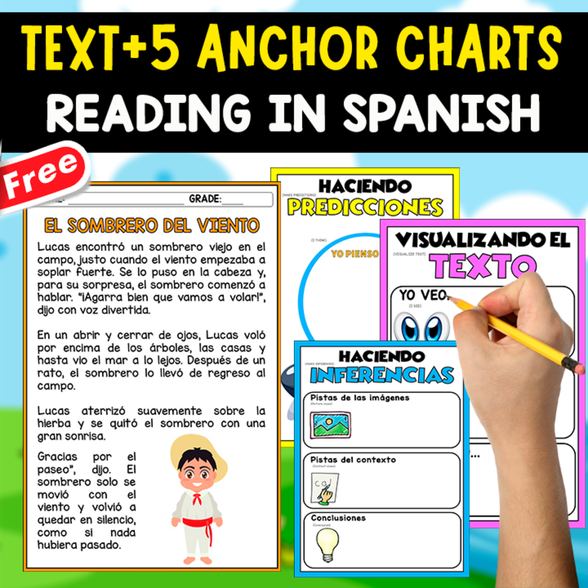 An educational teaching resource from EDITORIAL LAURA EDUCA entitled SPANISH TEXT + ANCHOR CHART | El sombrero del viento downloadable at Teach Simple.