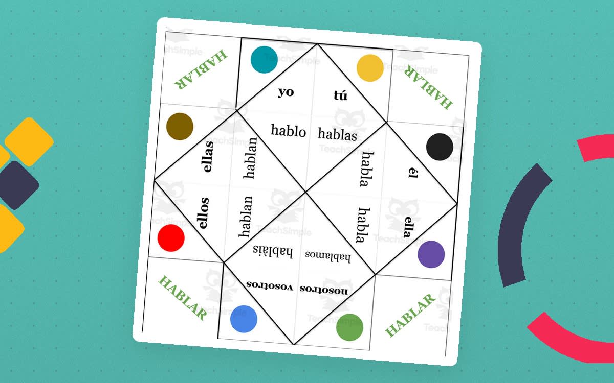 An educational teaching resource from Love Learning Languages entitled Spanish: Verb HABLAR Fortune Teller - present tense downloadable at Teach Simple.