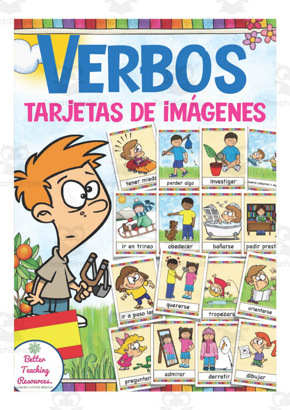An educational teaching resource from Better Teaching Resources entitled Spanish: Verbs Flash Cards downloadable at Teach Simple.