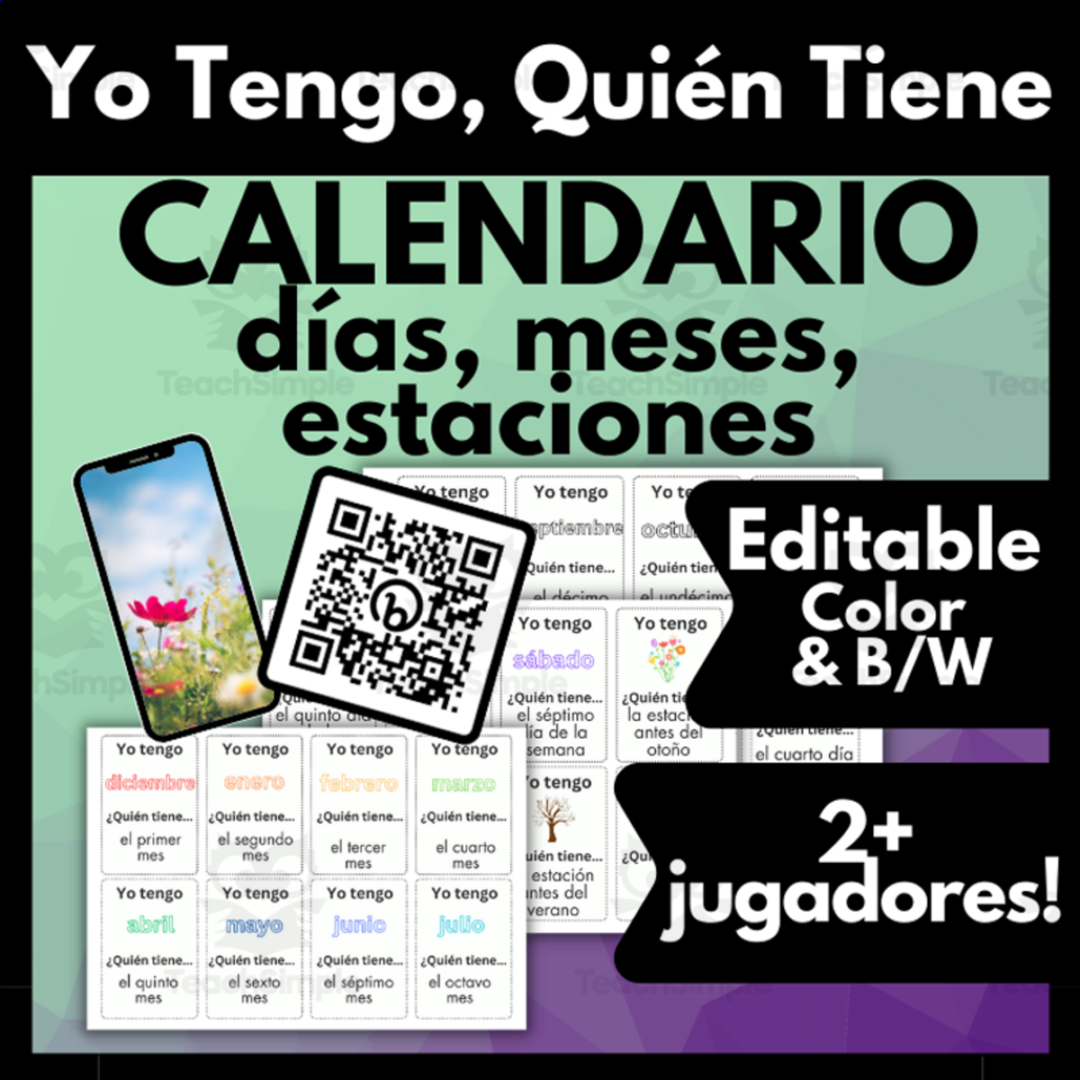 An educational teaching resource from Melissa Is Teaching entitled Spanish Vocab Review Game Palabras de Escuela Yo Tengo, Quién Tiene downloadable at Teach Simple.