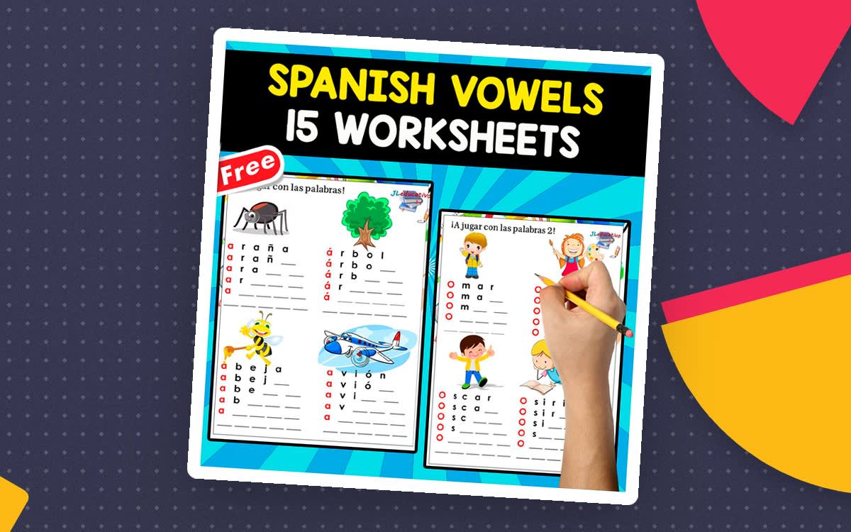 An educational teaching resource from EDITORIAL LAURA EDUCA entitled SPANISH VOWELS | 15 FREE WORKSHEETS IN SPANISH downloadable at Teach Simple.