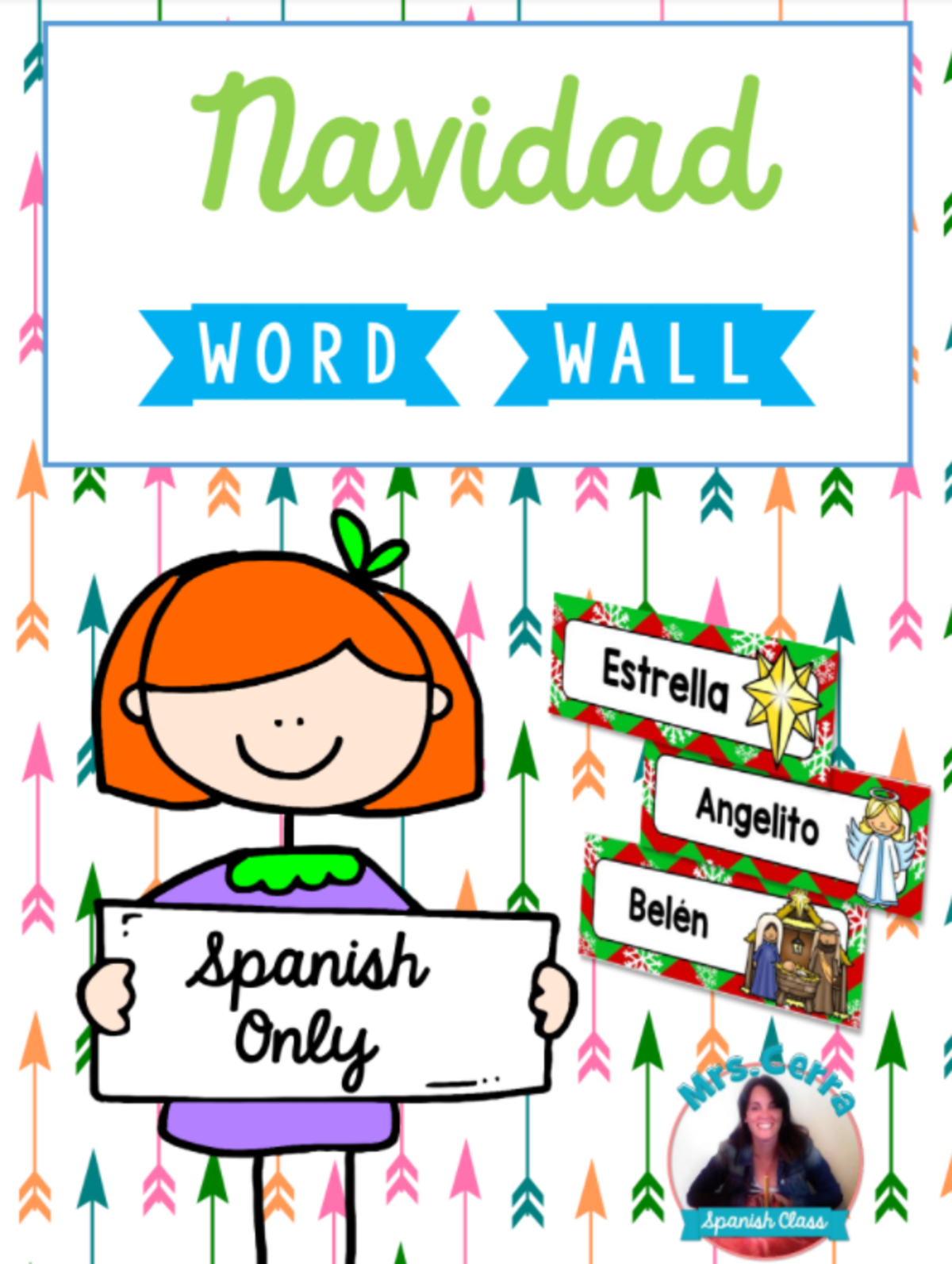 An educational teaching resource from Teacher's Clipart entitled Spanish Word Wall Cards - La Navidad / Christmas downloadable at Teach Simple.
