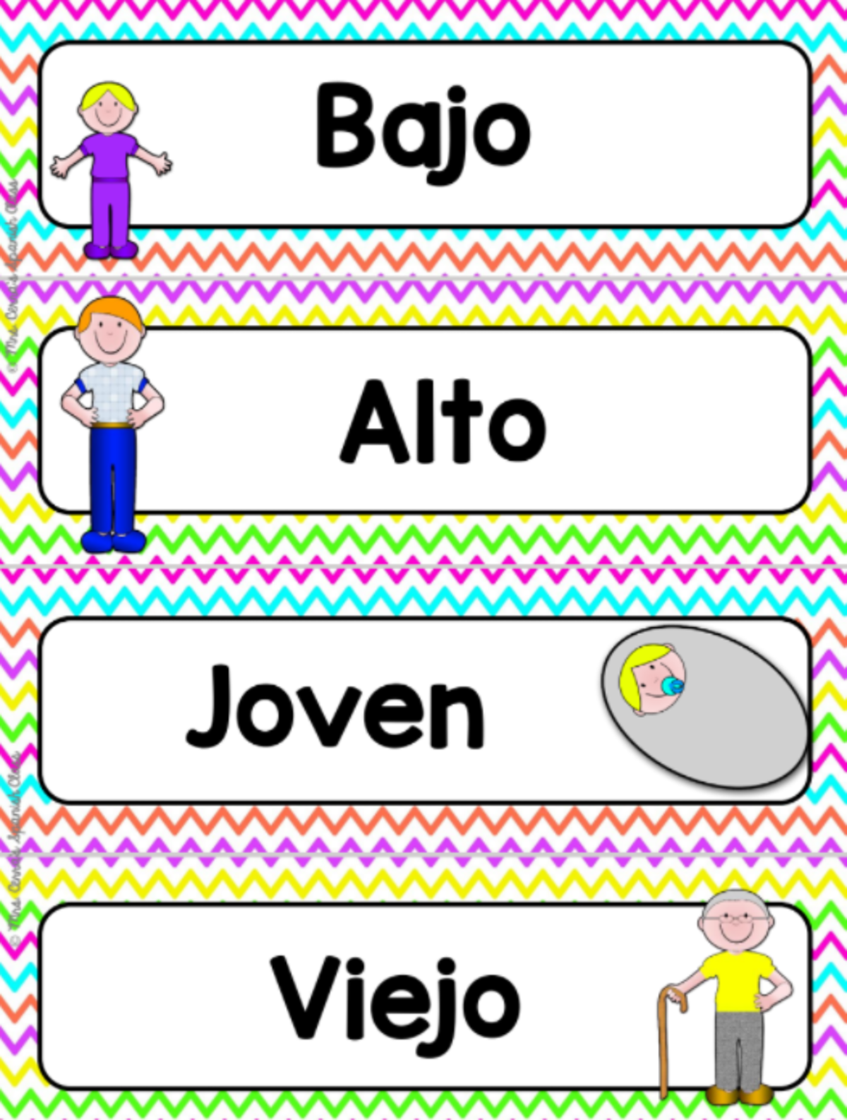 An educational teaching resource from Teacher's Clipart entitled Spanish Word Wall Cards downloadable at Teach Simple.