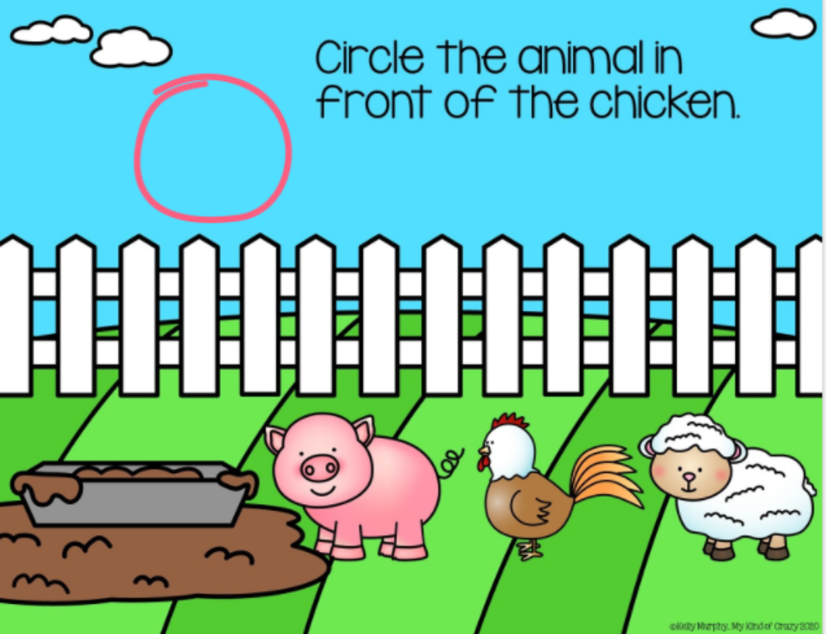 An educational teaching resource from My Kind of Crazy entitled Spatial Concepts Behind and In Front Of Google Slides downloadable at Teach Simple.