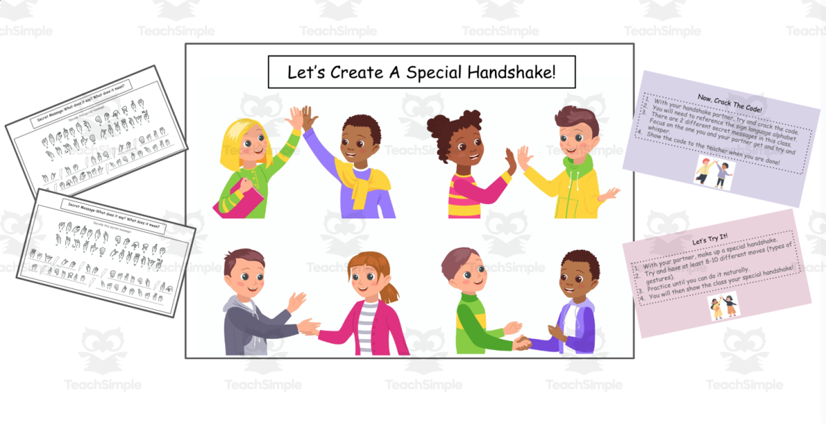 An educational teaching resource from Jennifer Moyer Taylor entitled Special Handshake SEL Lesson Plus Handouts downloadable at Teach Simple.