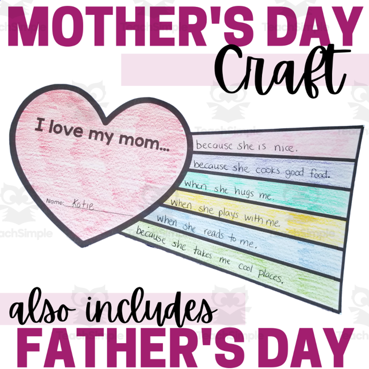 An educational teaching resource from The Connett Connection entitled Special Person Writing and Craft for Mother's Day, Father's Day and Grandparent's Day downloadable at Teach Simple.