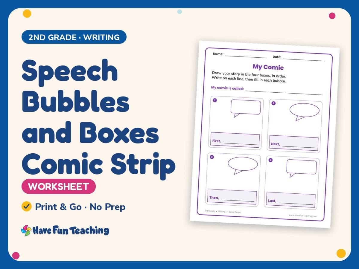 Speech Bubbles and Boxes Comic Strip Worksheet – 2nd Grade Practice preview