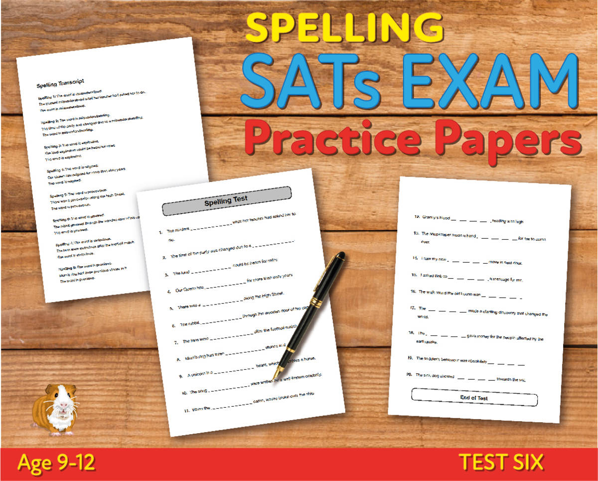 An educational teaching resource from Guinea Pig Education entitled Spelling Practice Papers - Test 6 (Age 9-12) downloadable at Teach Simple.