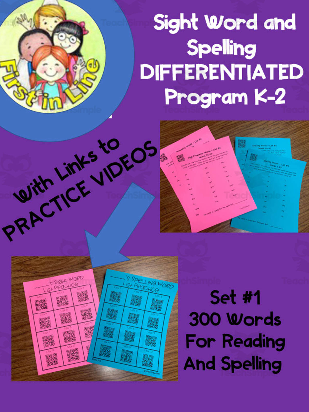 An educational teaching resource from First in Line entitled Spelling: Sight Word Set #1 downloadable at Teach Simple.