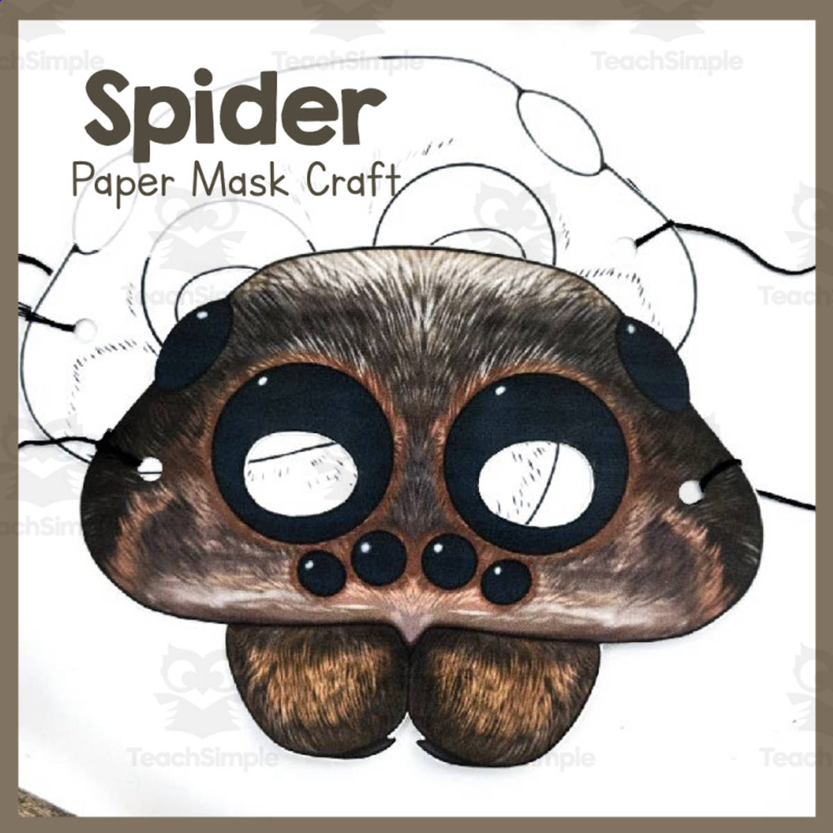 An educational teaching resource from Simply Schoolgirl entitled Spider | Paper Mask | Printable Craft downloadable at Teach Simple.