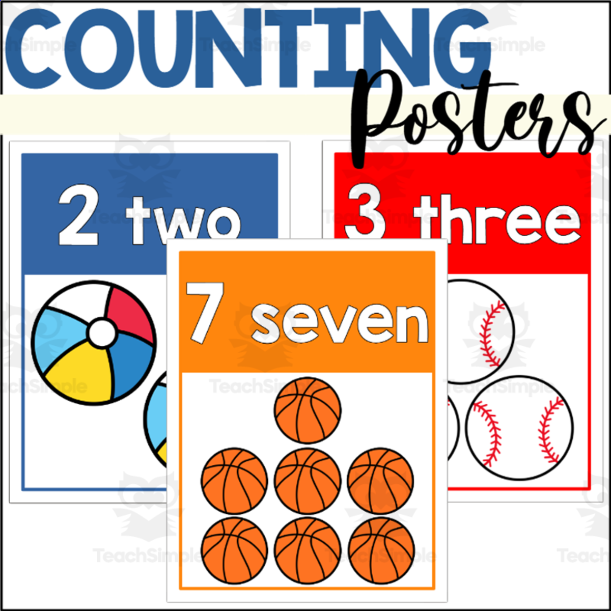 An educational teaching resource from The Connett Connection entitled Sports Counting Posters 1-10 downloadable at Teach Simple.