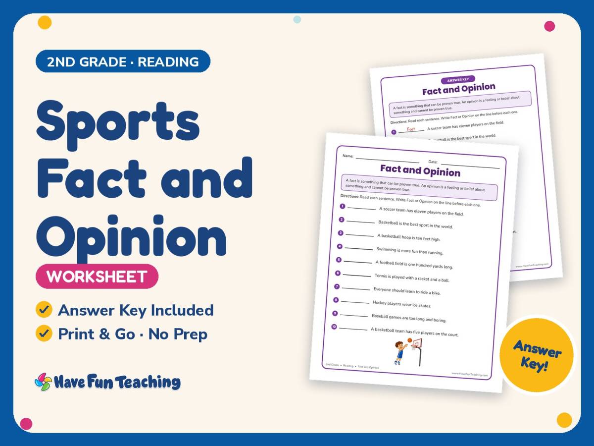Sports Fact and Opinion Worksheet – 2nd Grade Reading Practice preview