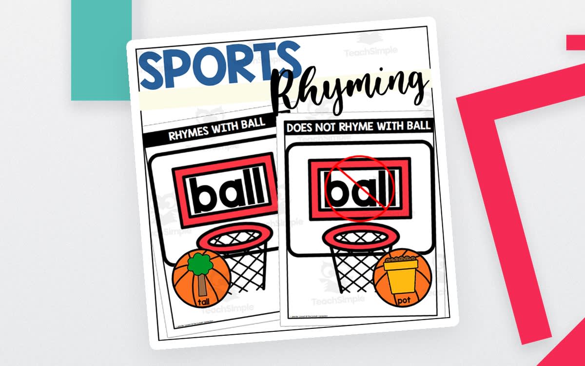 An educational teaching resource from The Connett Connection entitled Sports Themed Rhyming Words downloadable at Teach Simple.