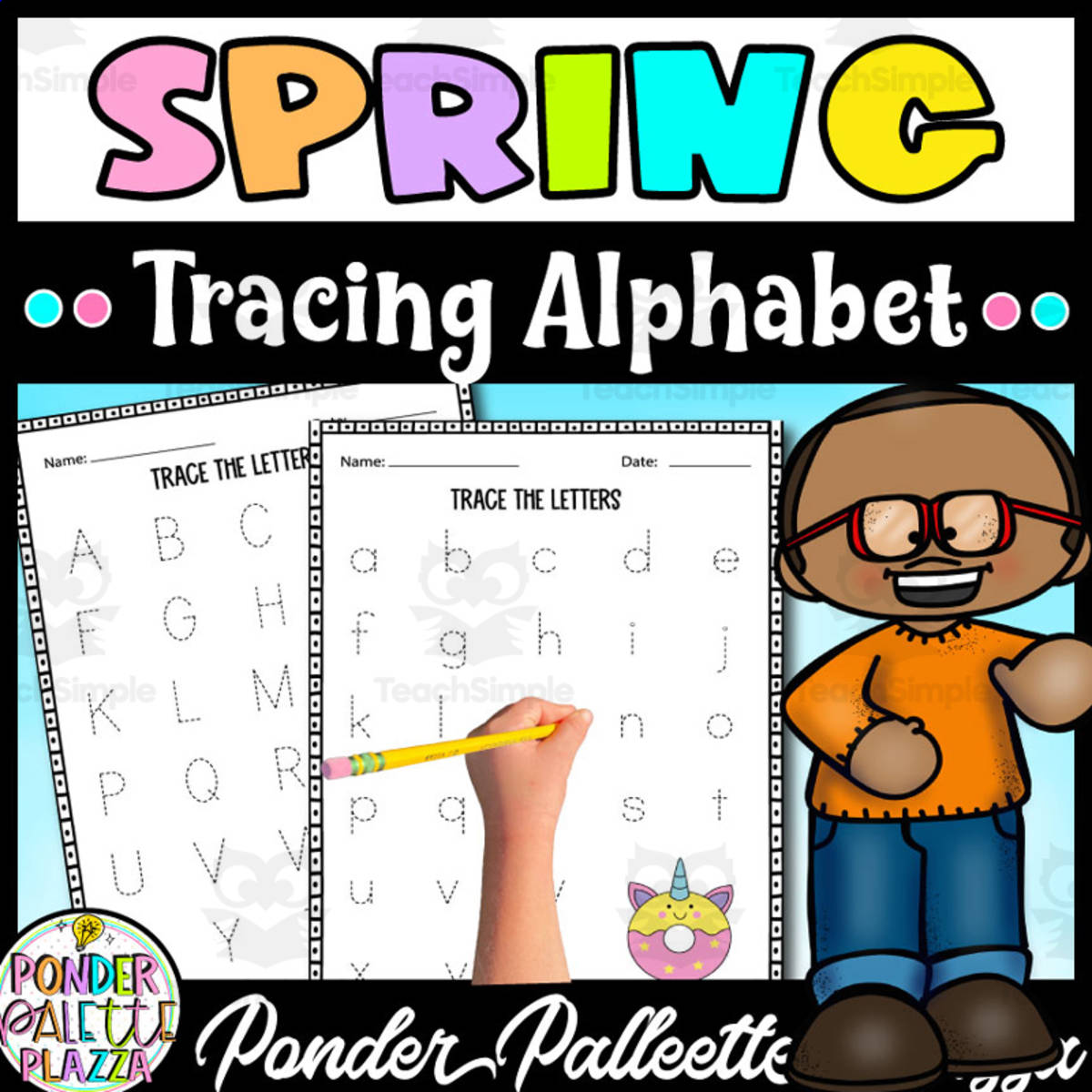 An educational teaching resource from Ponder Palette Plazza entitled Spring Alphabet Tracing Activity downloadable at Teach Simple.