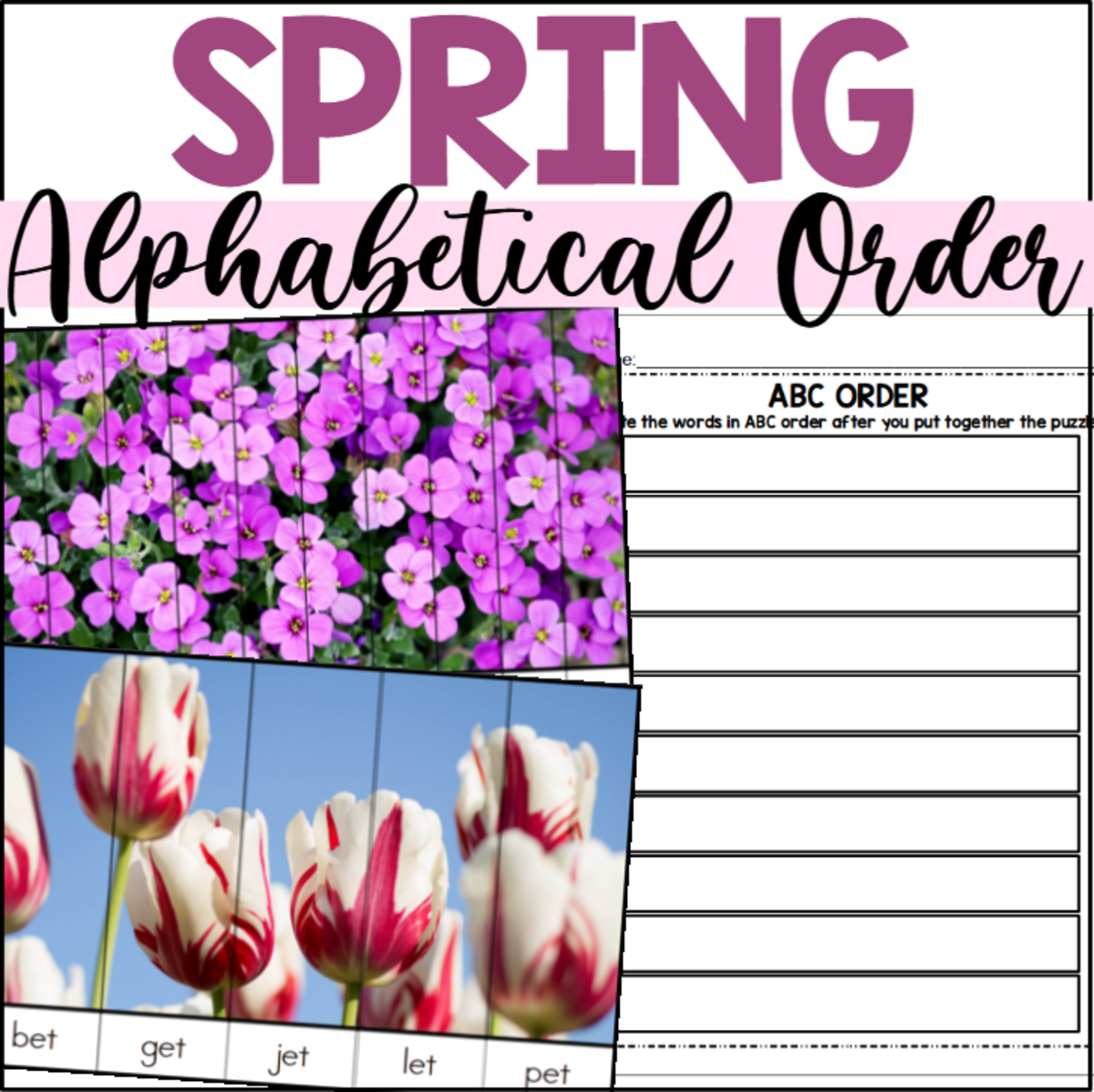 An educational teaching resource from The Connett Connection entitled Spring Alphabetical Order Puzzles downloadable at Teach Simple.