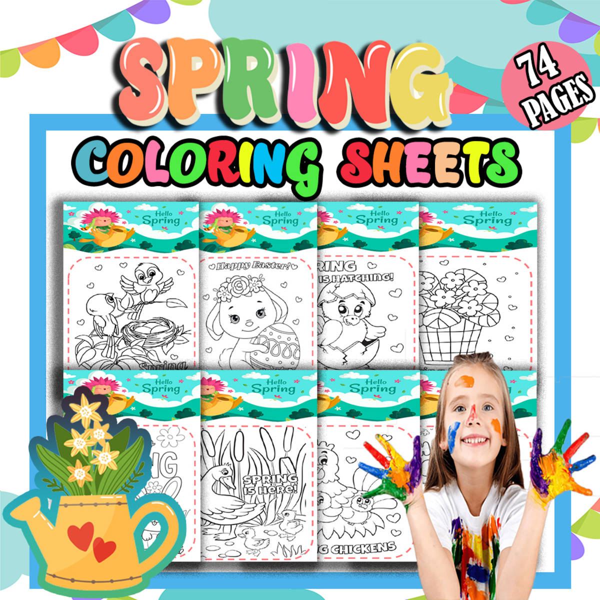 An educational teaching resource from Bambolina55 entitled Spring and Easter Coloring Pages activities for Preschool and Kinderga downloadable at Teach Simple.