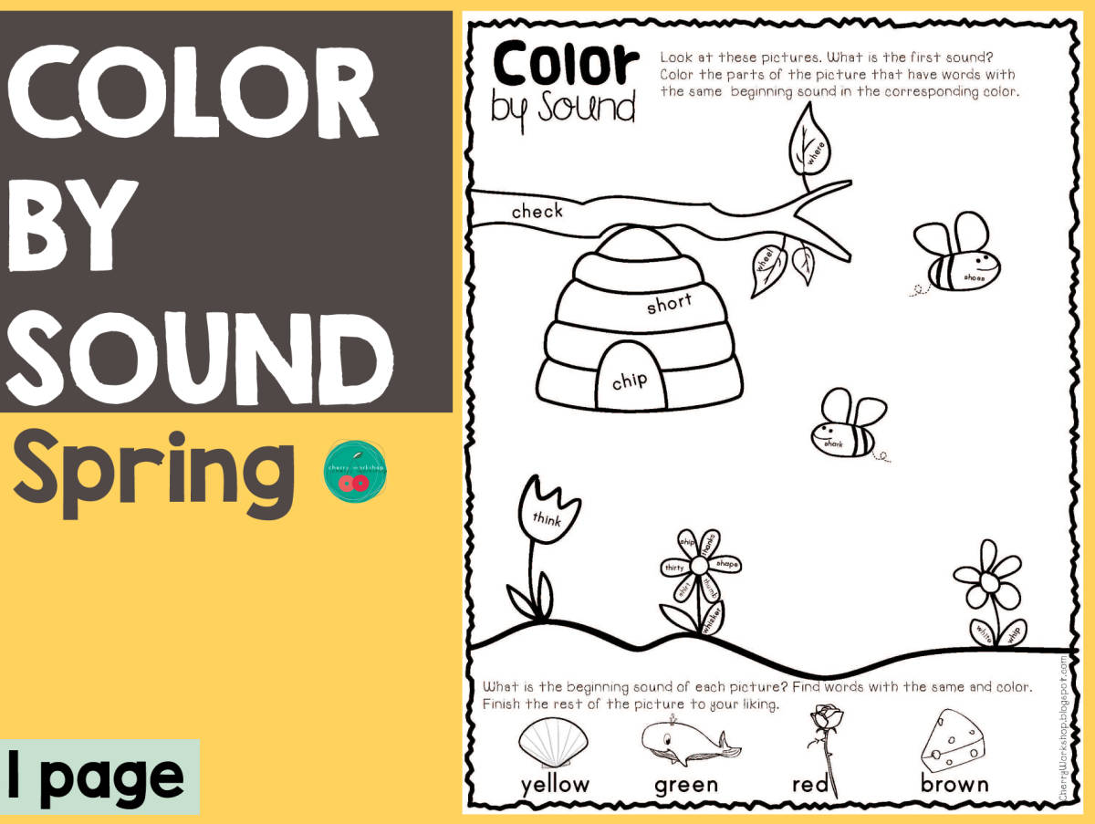 An educational teaching resource from Cherry Workshop entitled Spring Color By Sound downloadable at Teach Simple.