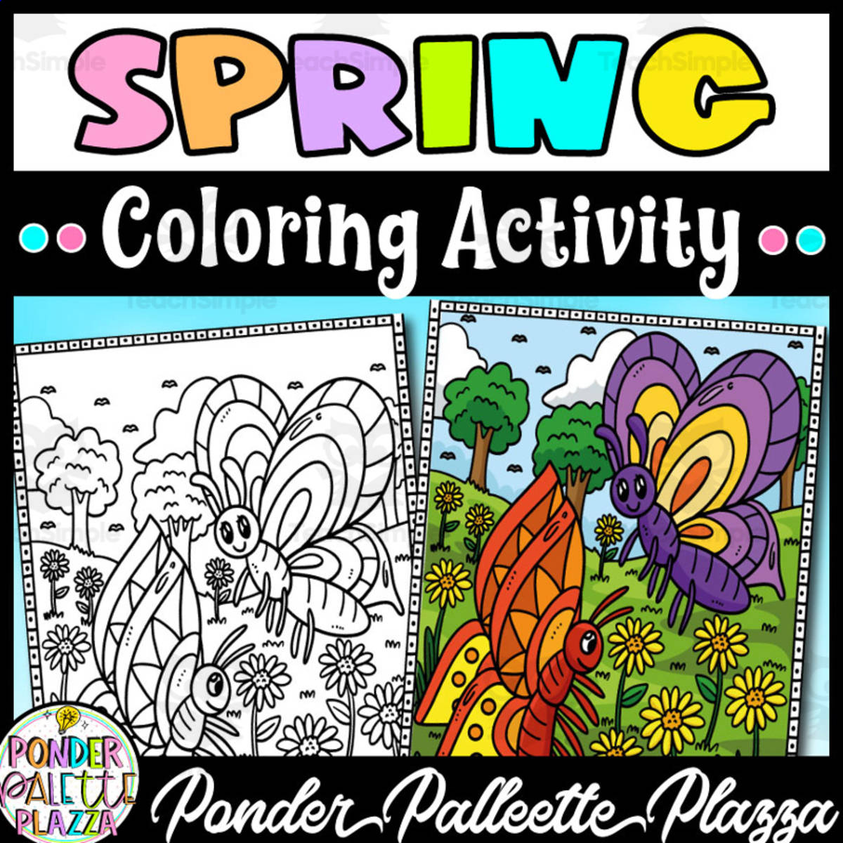 An educational teaching resource from Ponder Palette Plazza entitled Spring Coloring Activity 9 downloadable at Teach Simple.