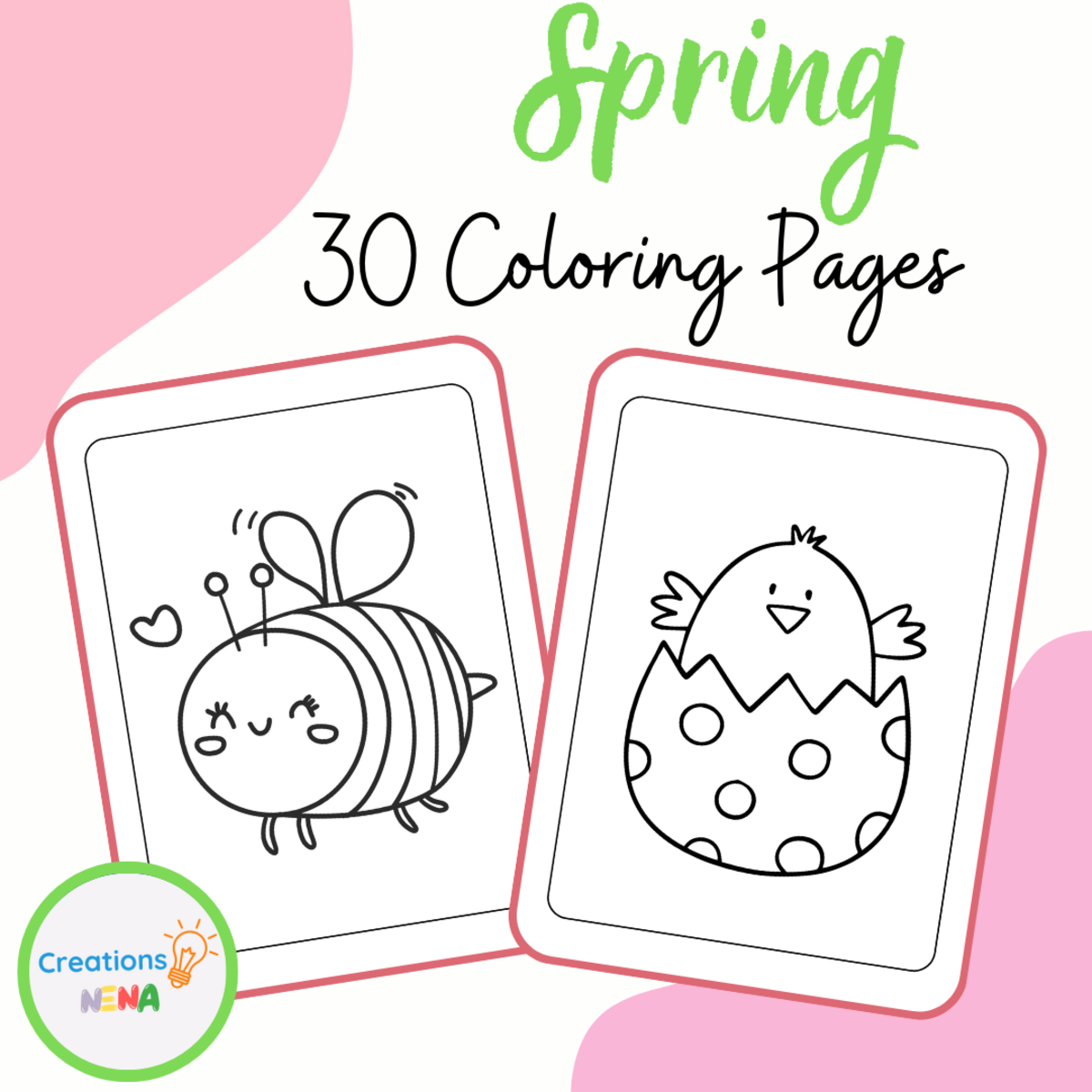 An educational teaching resource from Nena Creations entitled Spring Coloring sheets downloadable at Teach Simple.