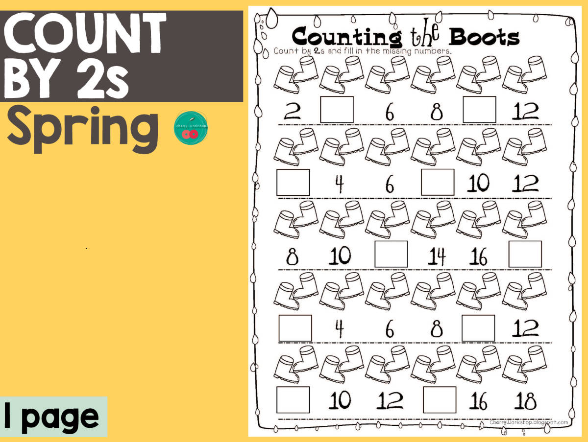 An educational teaching resource from Cherry Workshop entitled Spring Count By 2 downloadable at Teach Simple.