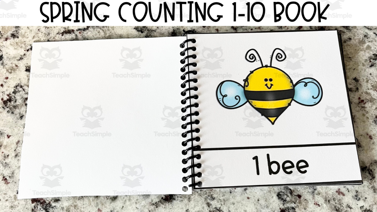 An educational teaching resource from JoyfulToddler entitled Spring Counting 1-10 Book for Toddlers, Pre-K, Special Education downloadable at Teach Simple.