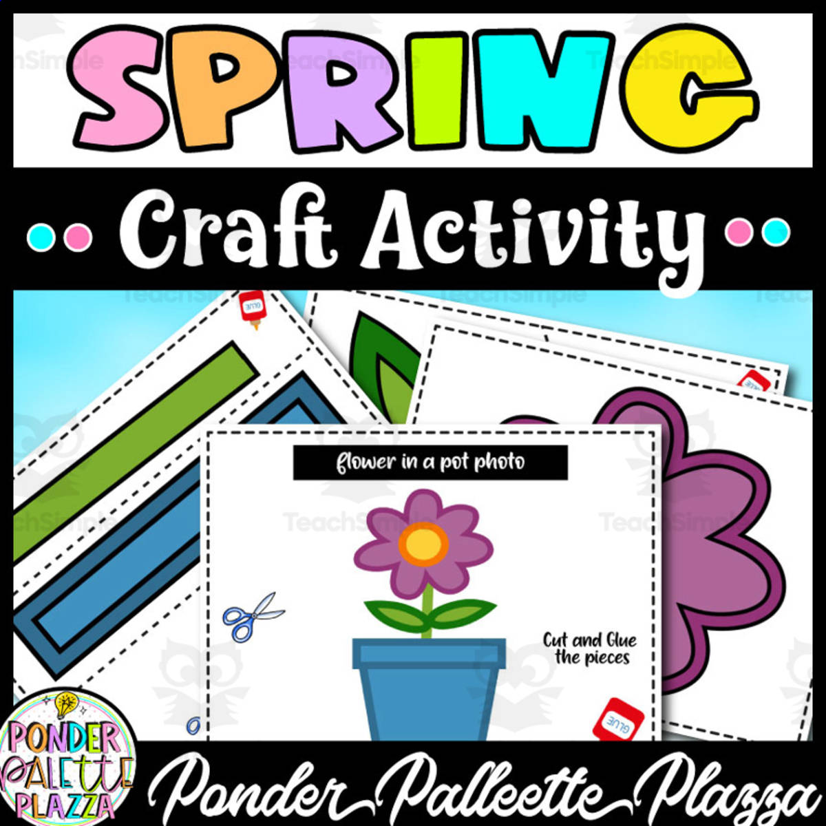 An educational teaching resource from Ponder Palette Plazza entitled Spring Craft Activity - Flower in a Pot downloadable at Teach Simple.