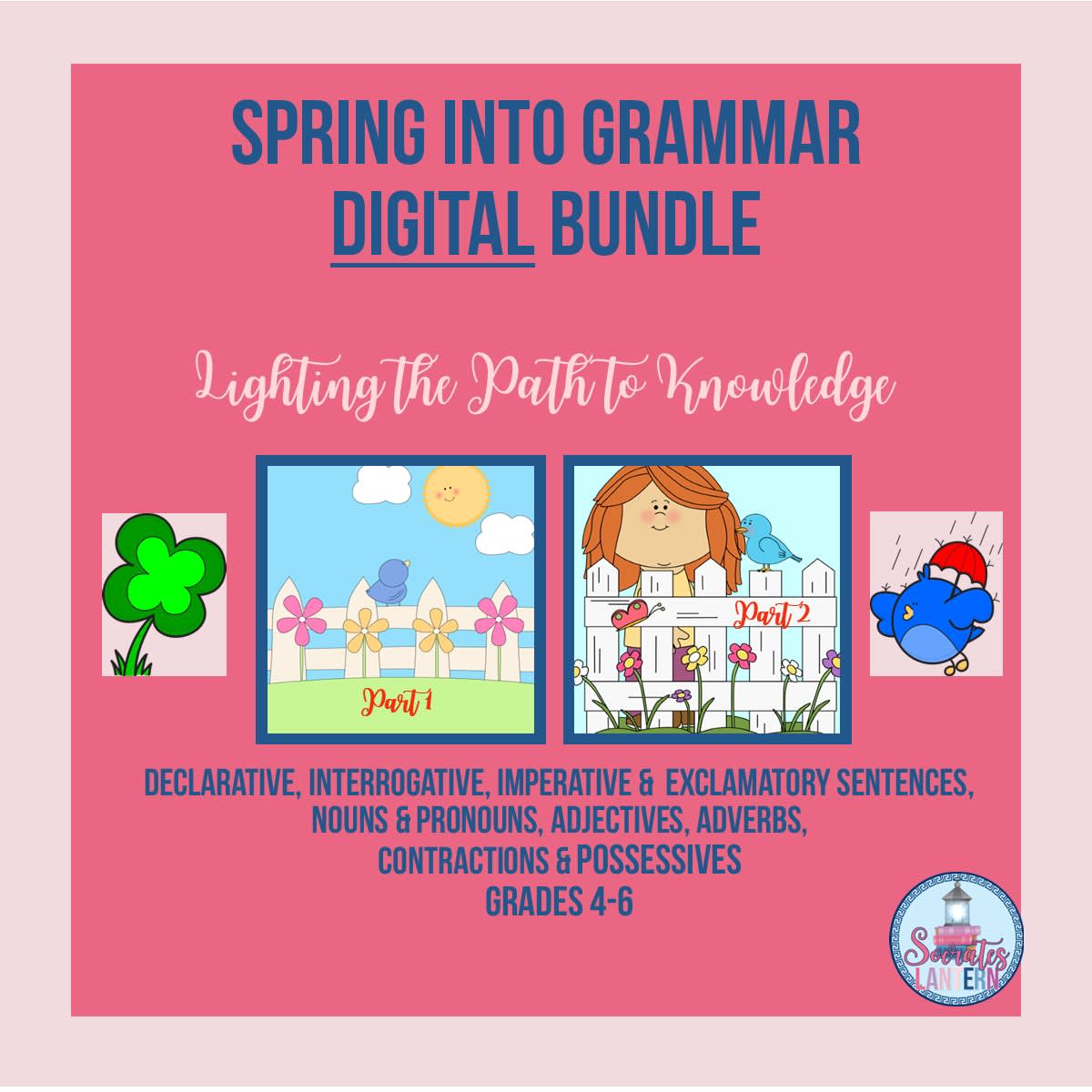 An educational teaching resource from Socrates Lantern entitled Spring into Grammar (Digital Version) downloadable at Teach Simple.