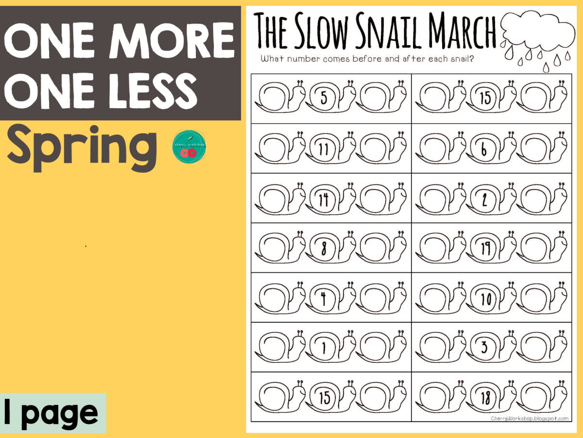 An educational teaching resource from Cherry Workshop entitled Spring One More One Less downloadable at Teach Simple.