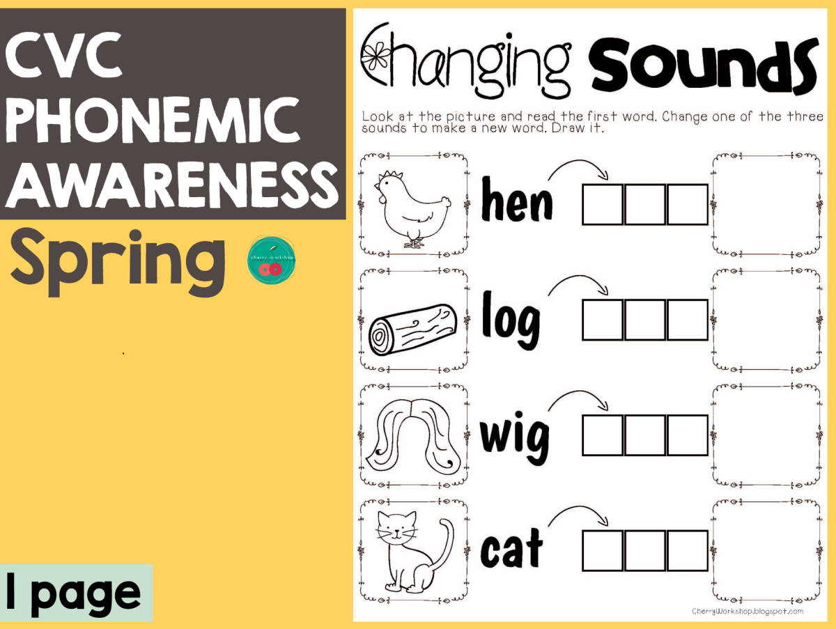 An educational teaching resource from Cherry Workshop entitled Spring Phonemic Awareness downloadable at Teach Simple.