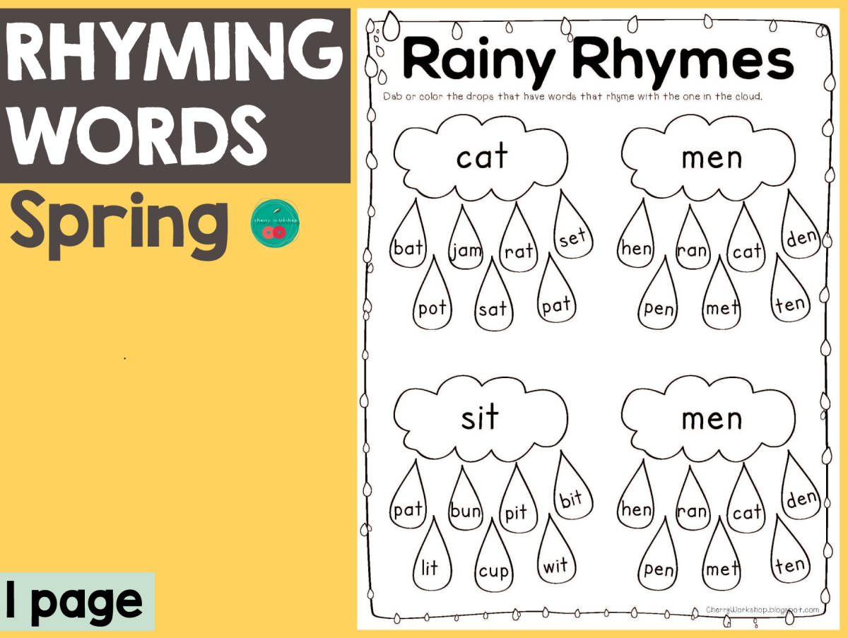 An educational teaching resource from Cherry Workshop entitled Spring Rhyming Words downloadable at Teach Simple.