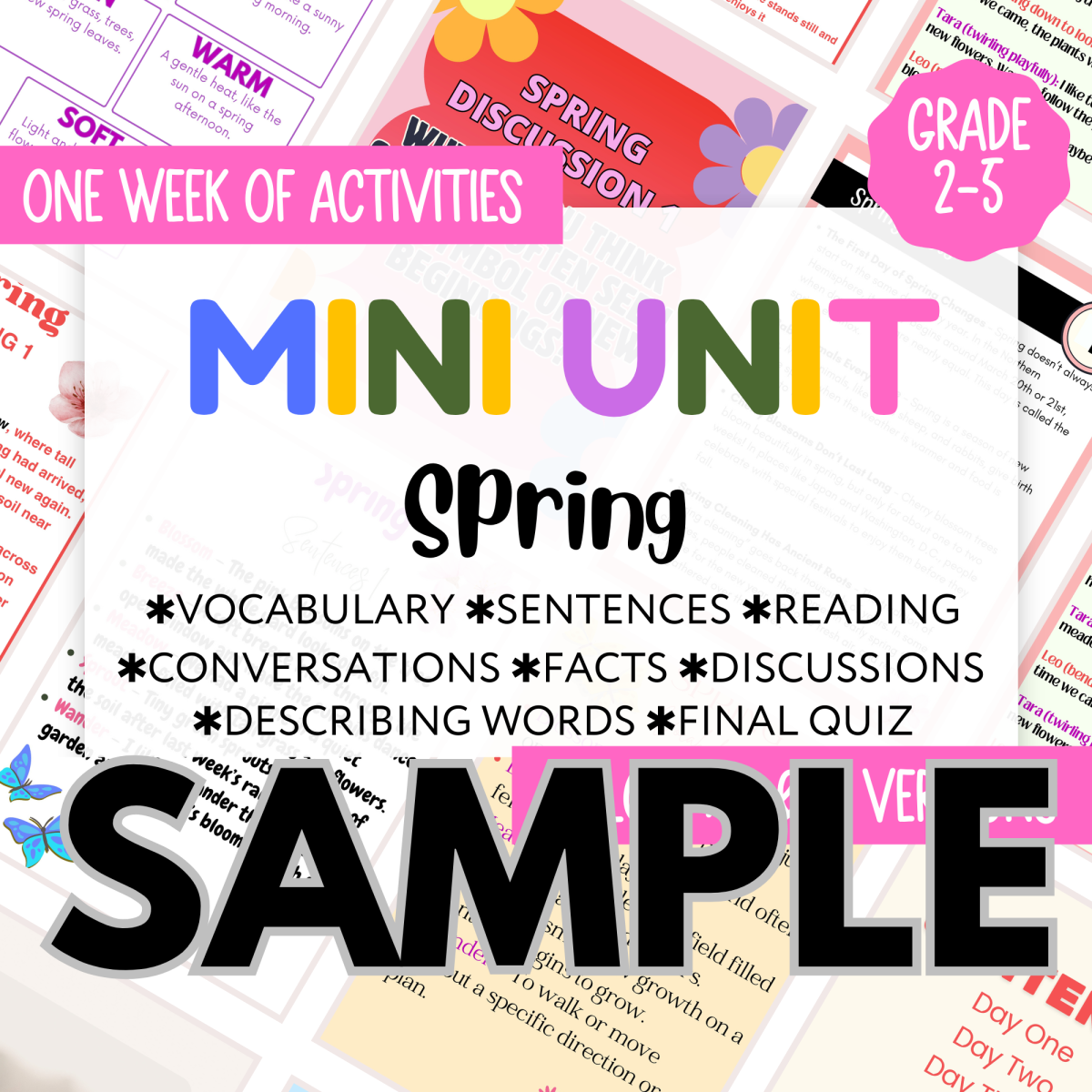 An educational teaching resource from Cored Education entitled Spring Sample Mini Unit - Includes Reading, Vocabulary, Facts (PDF) downloadable at Teach Simple.