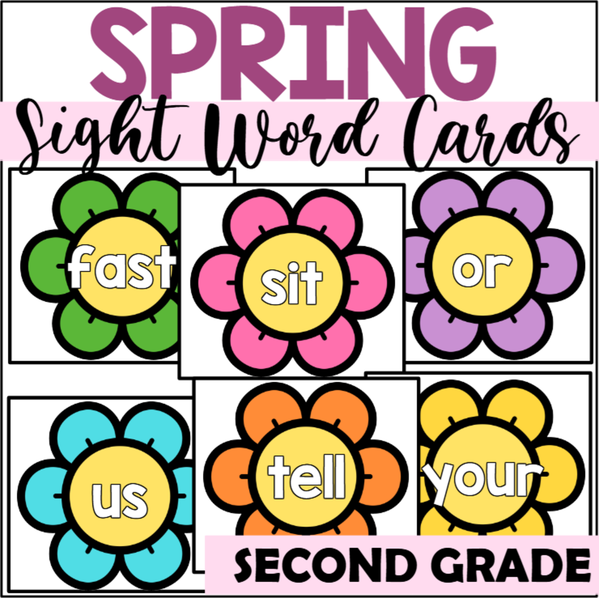 An educational teaching resource from The Connett Connection entitled Spring Sight Word Cards for Second Grade downloadable at Teach Simple.