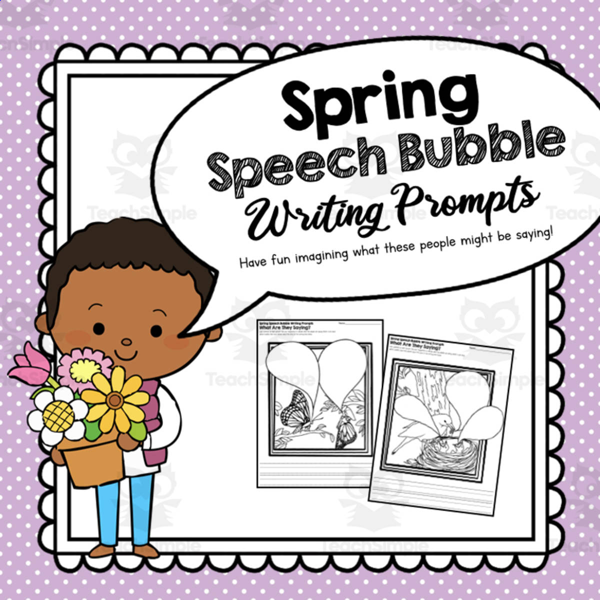 An educational teaching resource from Simply Schoolgirl entitled Spring Speech Bubble Writing Prompts | Creative Writing downloadable at Teach Simple.