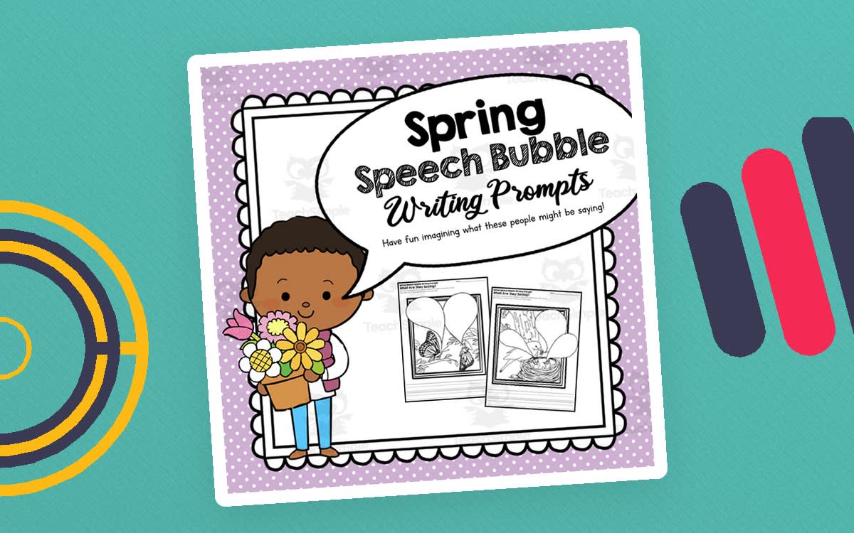 An educational teaching resource from Simply Schoolgirl entitled Spring Speech Bubble Writing Prompts | Creative Writing downloadable at Teach Simple.