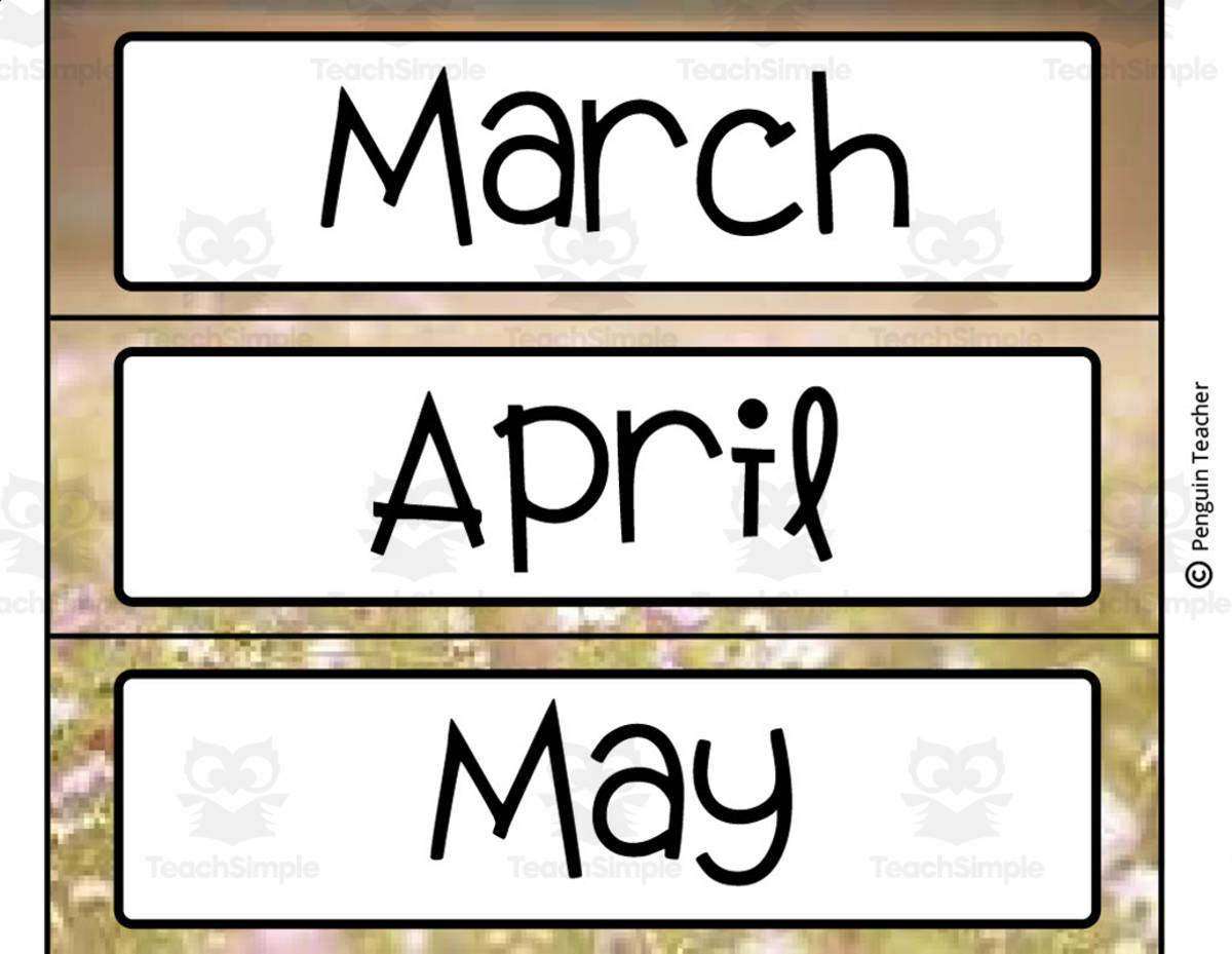 An educational teaching resource from Penguin Teacher Store entitled Spring Theme Calendar Pieces downloadable at Teach Simple.