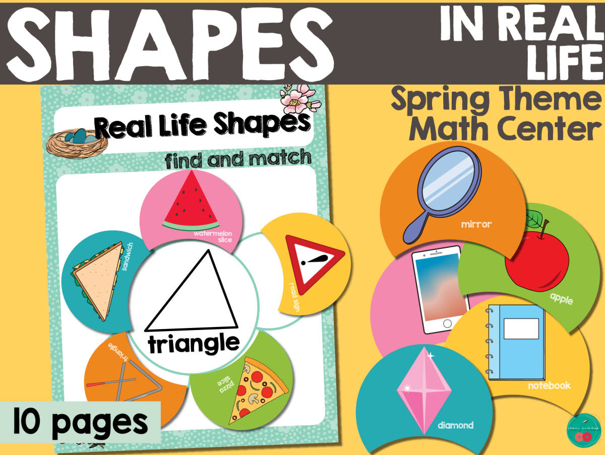 An educational teaching resource from Cherry Workshop entitled Spring Themed Shapes in Real Life downloadable at Teach Simple.