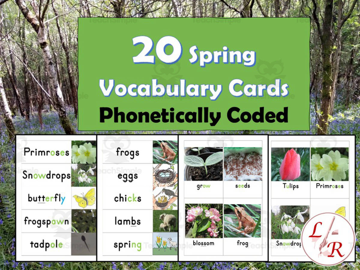 An educational teaching resource from Lilibette's Resources entitled Spring Vocabulary Flashcards Phonetically Coded downloadable at Teach Simple.