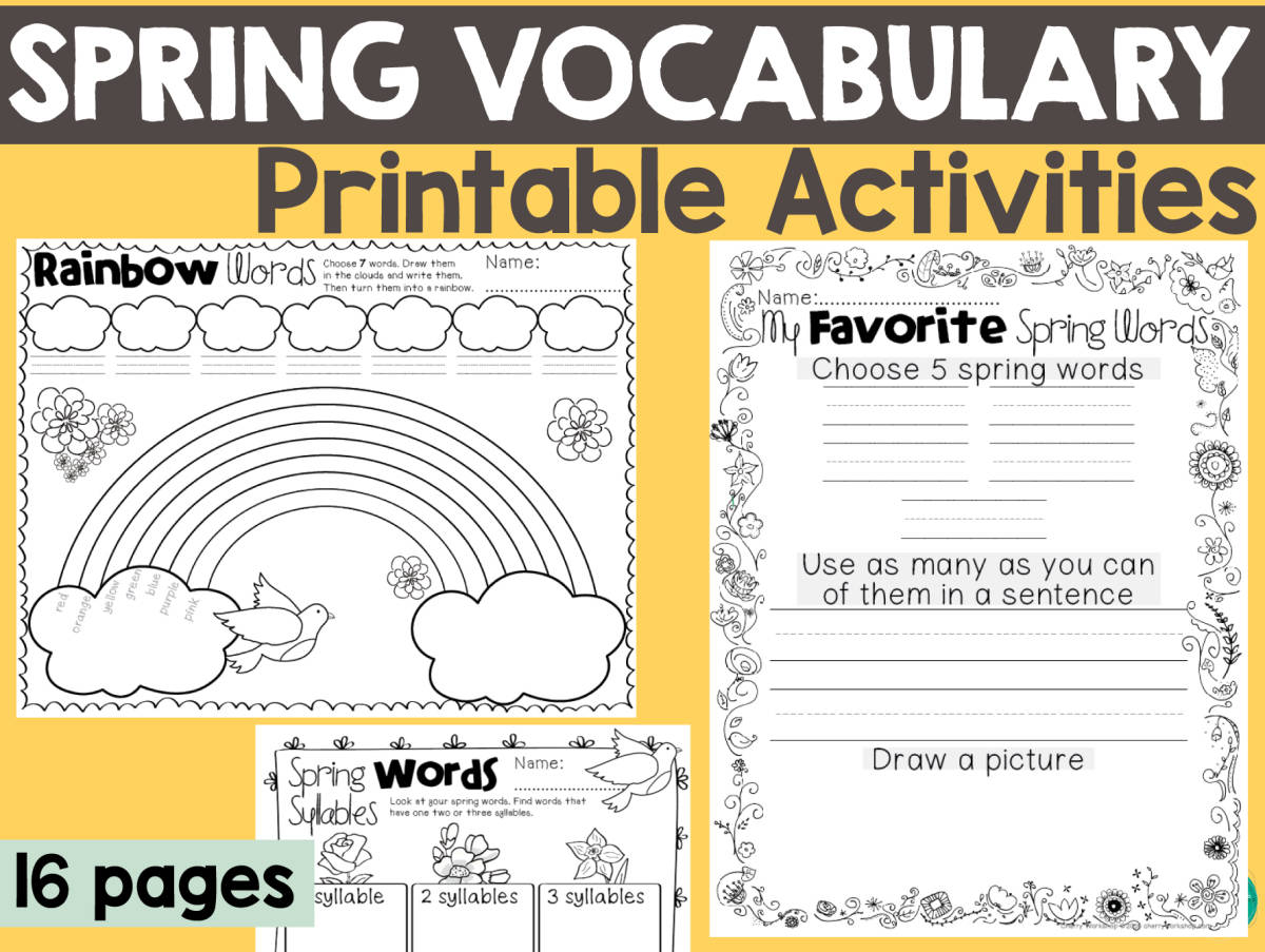 An educational teaching resource from Cherry Workshop entitled Spring Vocabulary Printable Activities downloadable at Teach Simple.