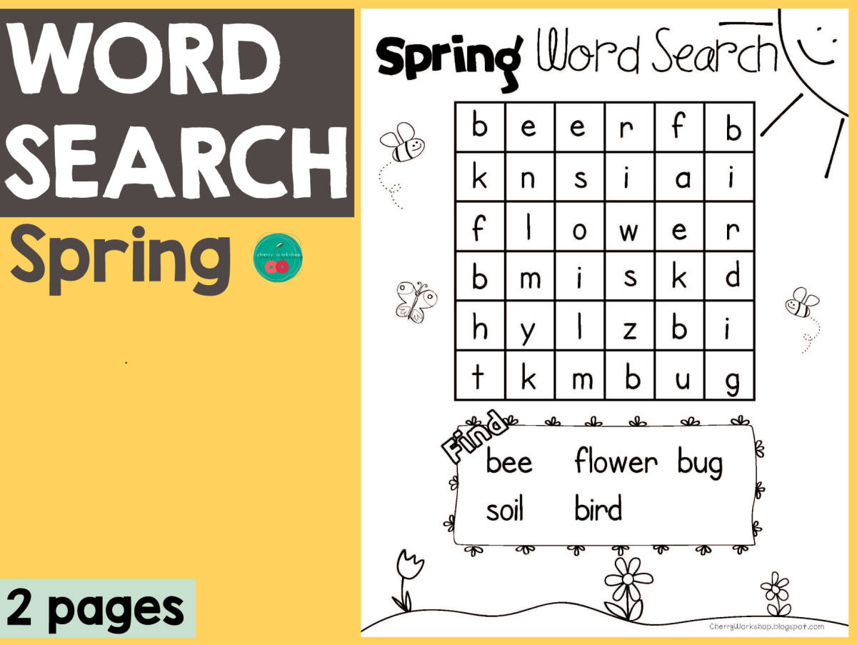 An educational teaching resource from Cherry Workshop entitled Spring Word Search downloadable at Teach Simple.