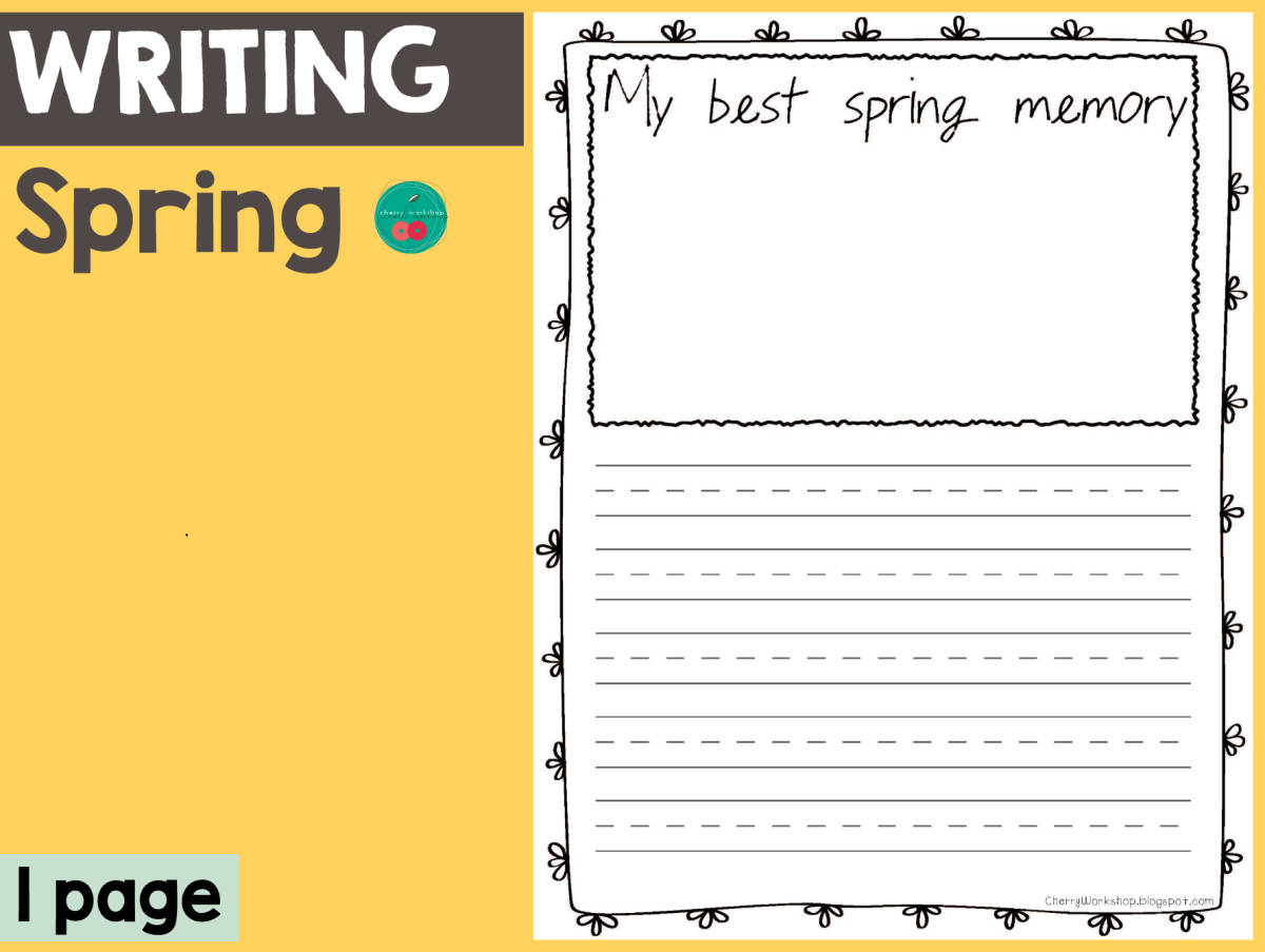 An educational teaching resource from Cherry Workshop entitled Spring Writing- My Best Spring Memory downloadable at Teach Simple.