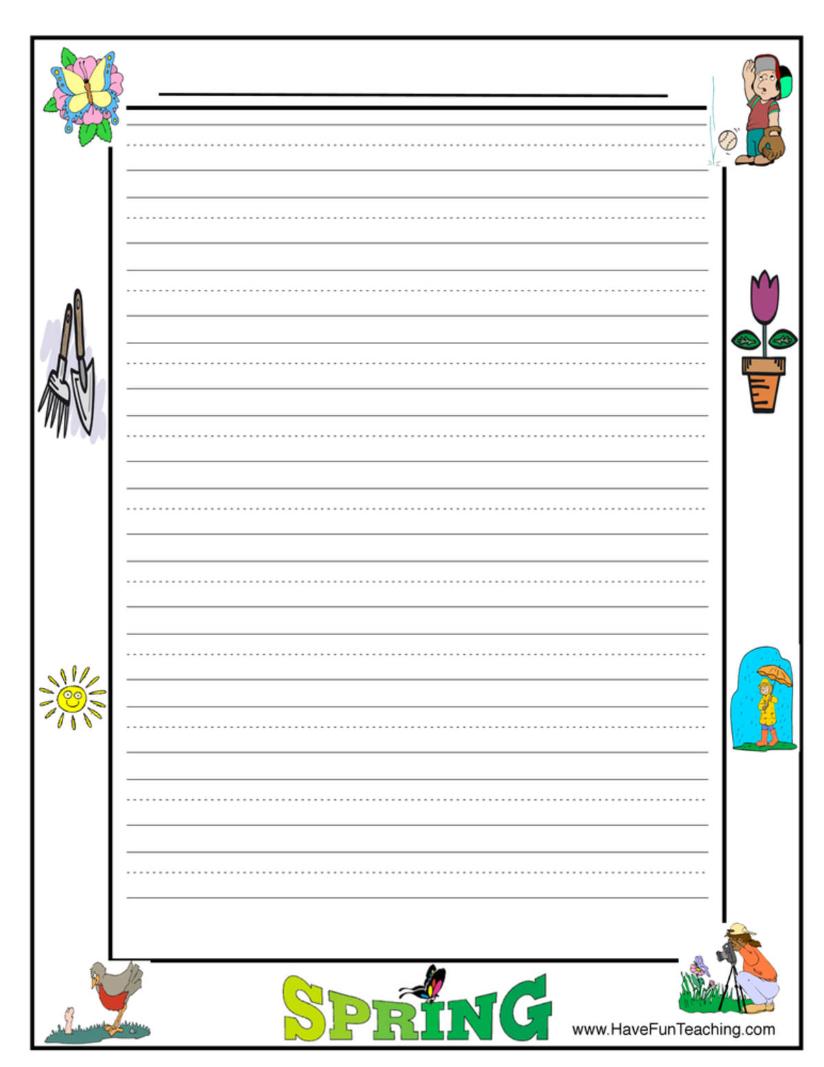 An educational teaching resource from Have Fun Teaching entitled Spring Writing Paper downloadable at Teach Simple.